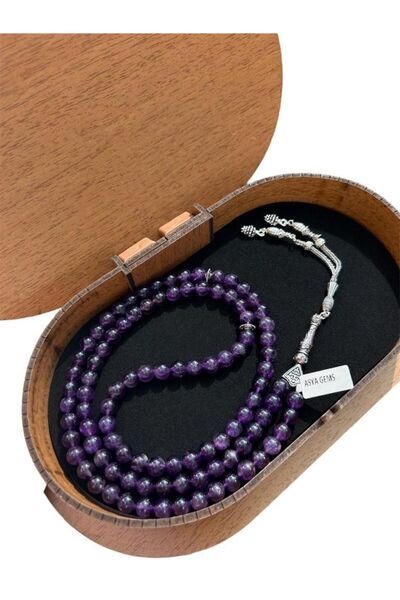 Asya Gems Χάντρες προσευχής από φυσική πέτρα αμέθυστου 8 χιλιοστών, κομμένες ...