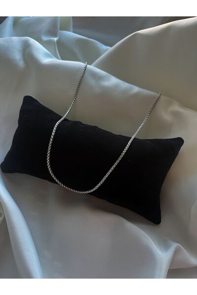 Pure Gümüş Renk Iç Içe Geçmeli Arnavut Asansör Unisex Çelik Kolye