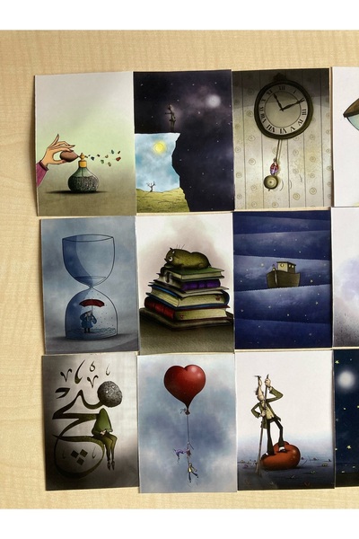 Retro Pack 18 pieces of Gift Note Paper in 1 package - special drawing illustrator - cartoon - 7*10cm - glossy coated surface