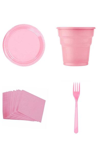 asöy 95 Pieces Full Set for 25 People - Birthday Disposable Plate Cup Fork Napkin Set