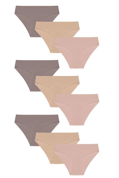 Soho Mood Pack of 9 Basic Non-Marking Laser Cut Flexible Women's Panties
