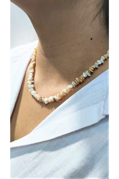 Armis Mother of Pearl Natural Cracked Stone Necklace Bracelet