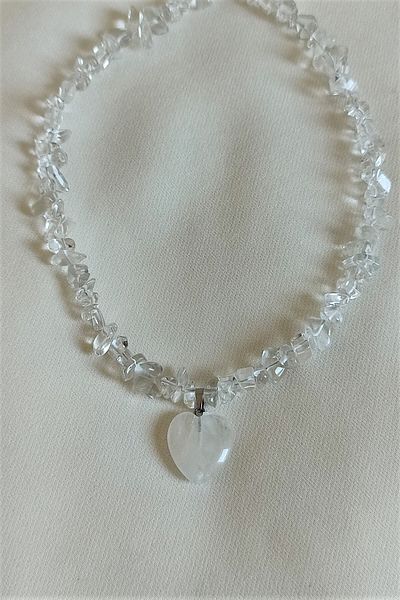 badeaccessories Certified Crystal Quartz Heart Broken Stone Natural Stone Necklace