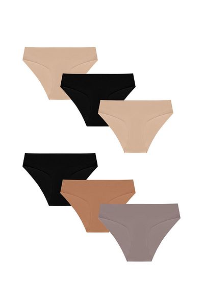 Soho Mood Pack of 6 Basic Non-Marking Laser Cut Flexible Women's Panties