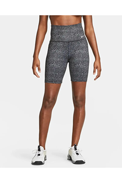 Nike One High Rise 7 İnç Short All Over Print Kadın Antrasit Tayt