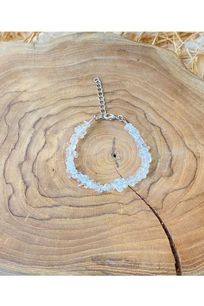 Dcstore Real Natural Stone Handmade Crystal Quartz Cracked Stone Adjustable Bracelet