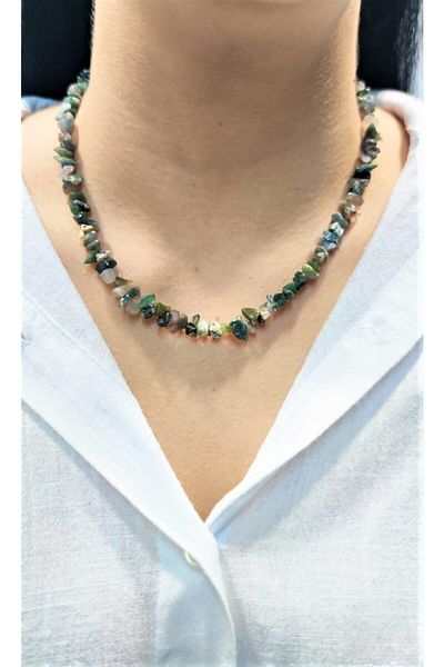 Armis Indian Agate Natural Cracked Stone Necklace Bracelet [set]