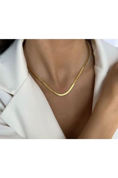 TREND قلادة سلسلة إيطالية من الفولاذ الذهبي للسيدات هدية لعيد الأم والمناسبات الخاصة