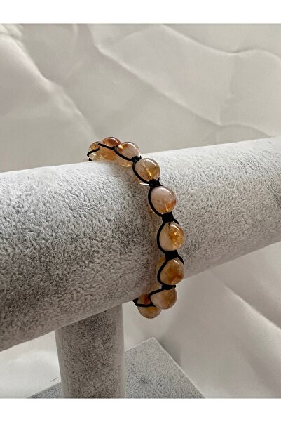 TAKIMİLLA Citrine Stone 8mm Macrame Hand Knitted Natural Stone Bracelet