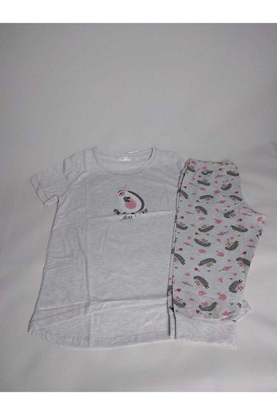 VİENETTA Set de pijamale din bumbac Capri cu mâneci scurte, bej, cu model