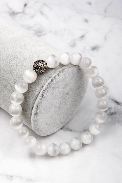 Armis 8 Mm Natural Selenite Stone Bracelet (healing Stone)
