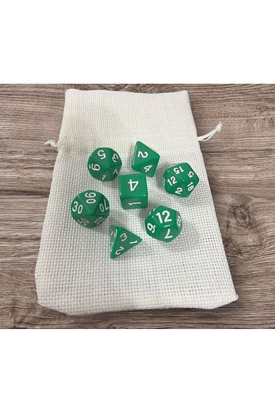 Le Majeur DND Frp Dice Set - 7-Piece Green Pouch Gift, Dungeons and Dragons Desktop Gaming Dice