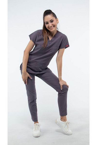 Uçak Medikal Misty Grey U-flex Lycra Single Top