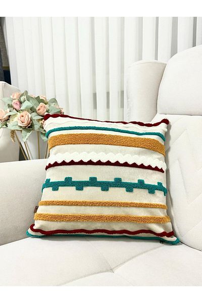 HD HOME COLLECTİON Velvet Punch Throw Pillow Cover Ethnic Pattern