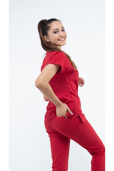 Uçak Medikal Red U-flex Lycra Single Top