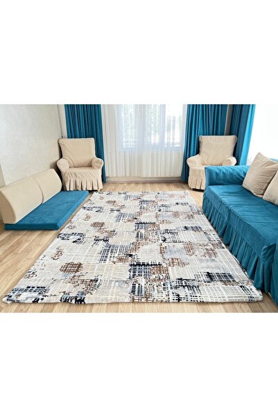 Armada Metre Kesim Halı Örtüsü Lacivert Çizgi Desen.