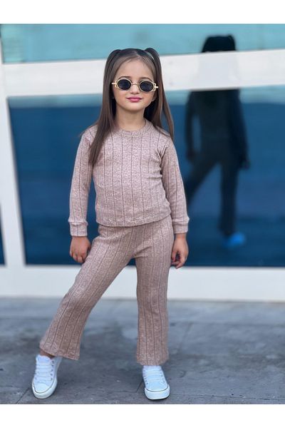 KTT TEKSTİL 2-piece Casual Nursery Set for Girl - Spanish Pants and Long Sleeve Badi