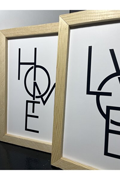 caddehediye Ahşap Çerçeveli Set tablo 2 adet Love - Home