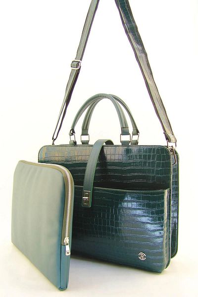 QUB CLUB Green Crocodile Unisex Χαρτοφύλακας Laptop και Τσάντα Δικηγόρου - 15 & 15,6 ιντσών
