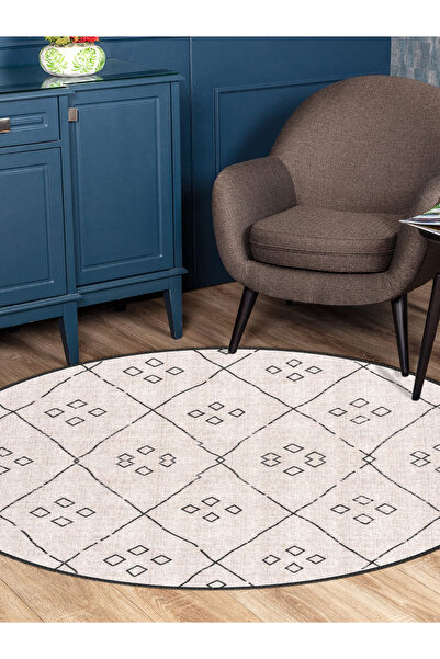 blcmoda Modern Design Woven Base - Washable Non-Slip Runner Rug, Round Carpet Rug-309