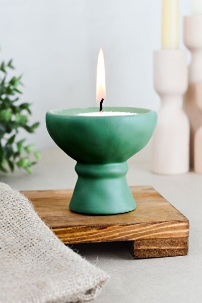 LALEZEN HOME Parla Yeşil inci tozlu Mumluk