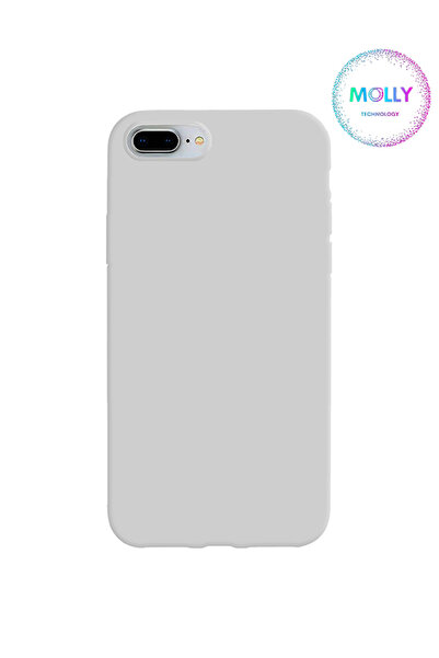 Molly iPhone 8 PLUS İçin Beyaz Liquid İçi Kadife Silikon Kılıf