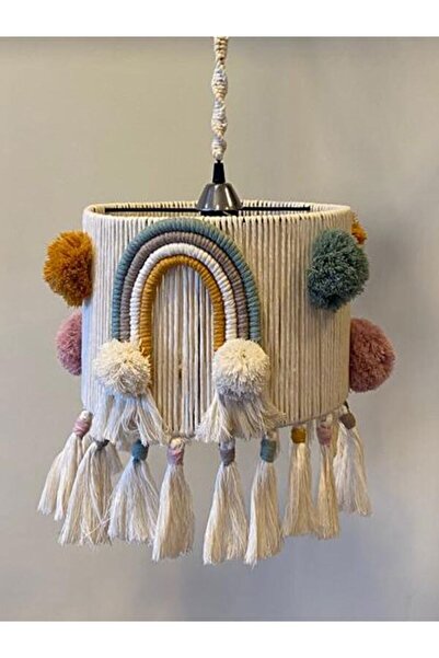 Genel Markalar Şık Makrome Püsküllü Beyaz Avize, Modern ve Hafif Tasarım