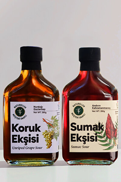 Natureller Sumak Ekşisi ve Koruk Ekşisi %100 Saf - Tatlı Ekşi Hasat (2 Adet) 280 gr
