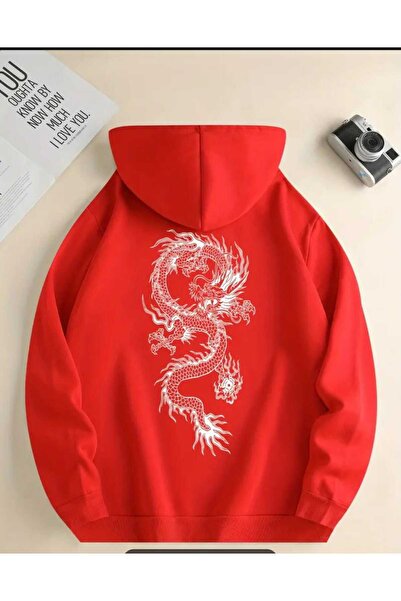 oneagılyazı Ejder Sirt Printed Hooded Sweatshirt