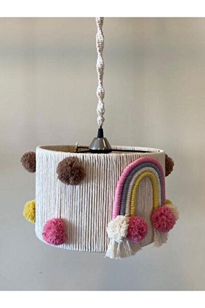 EviminDekoru Makrome Çocuk Odası Avize Bebek Odası Ekru Sarkıt Ip Avize