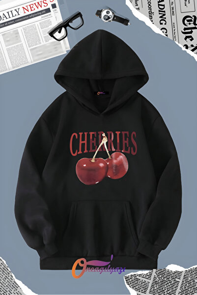 oneagılyazı سويت شيرت بغطاء للرأس بطبعة الكرز