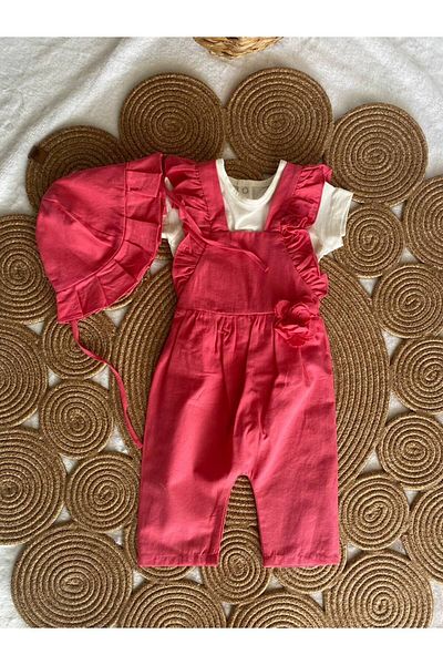 BBX EXCLUSIVE Linen Jumpsuit for Baby Girl - Hat Salopet