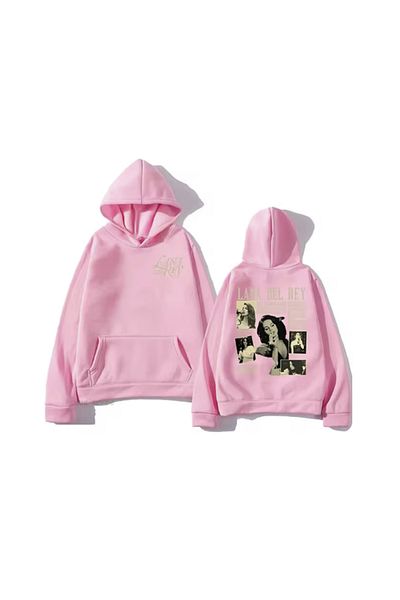LA GULER Lana Del Rey Printed Unisex Oversize φούτερ - 3 κλωστές βαμβακερά, κουκούλα Sardon