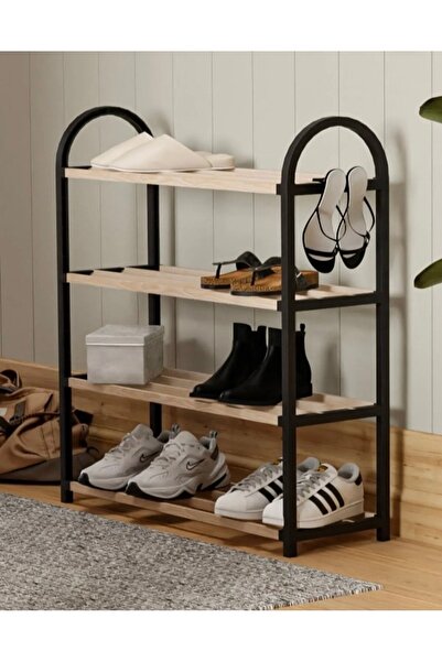 September Collection Masif Ahşap Ayakkabılık 4 Katlı