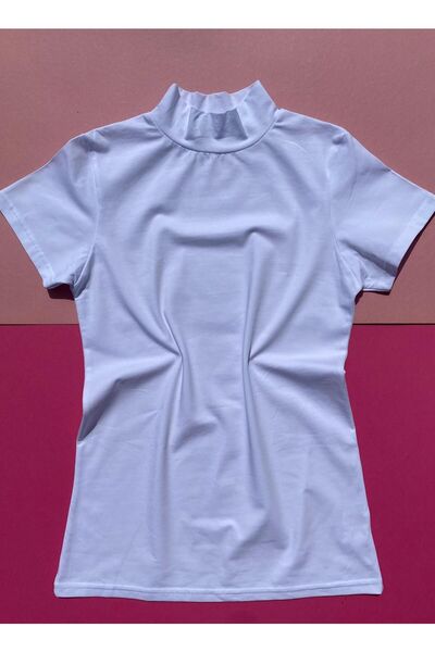 VicTroy Ασπρόμαυρο Lycra κοντομάνικο βαμβακερό γυναικείο μπλουζάκι - μισό λαιμό