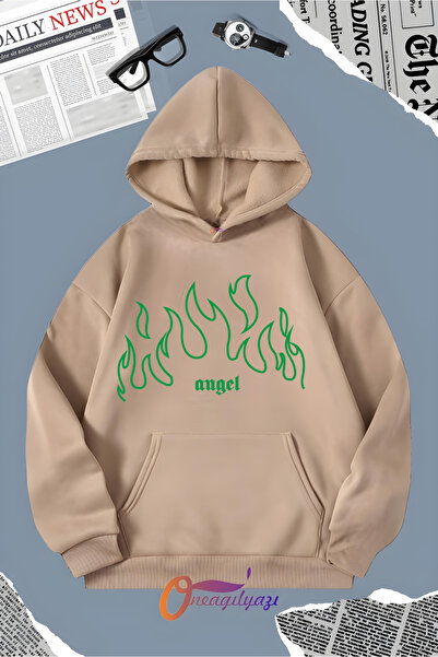 oneagılyazı ANGEL GREEN Dukserica sa kapuljačom - Ispis plamena