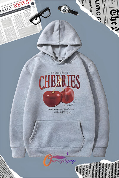 oneagılyazı سويت شيرت بغطاء للرأس بطبعة الكرز