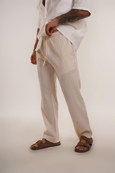 SCSARVİN Kırınkıl Beige Linen Trousers - Krl
