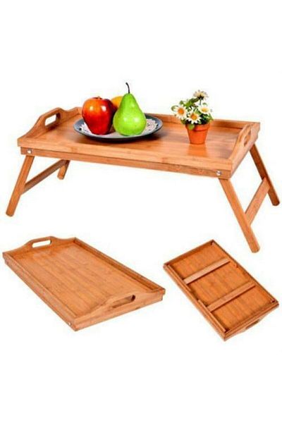 Akın Stshop Wooden Folding Standing Tray Enjoy Tray Bed Breakfast Tray Shpst 1051066