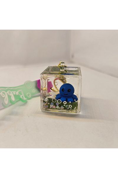 Maison Shop Water Filled Square Animated Cute Bag with Octopus - Keychain, Figured Ornament
