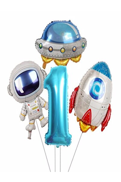 DÜVENCİ TİCARET Astronaut Balloons Rocket Outer Space Spaceship Foil