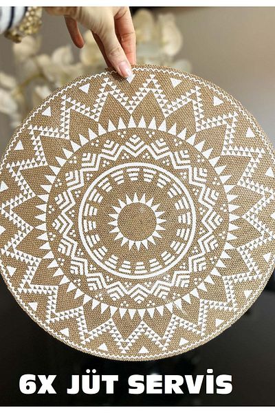 SepetçiBaba Set of 6 Ethnic Pattern Linen Placemat