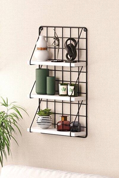 Cosargroup 3 Katlı Dekoratif Duvar Rafı  Metal Duvar Rafı  Kitaplık Organizer...