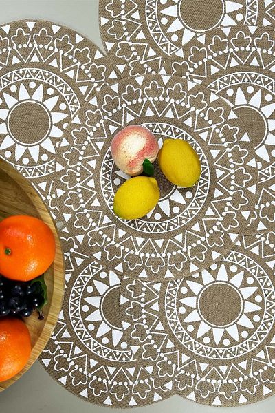 SepetçiBaba Set of 6 Ethnic Pattern Linen Placemat
