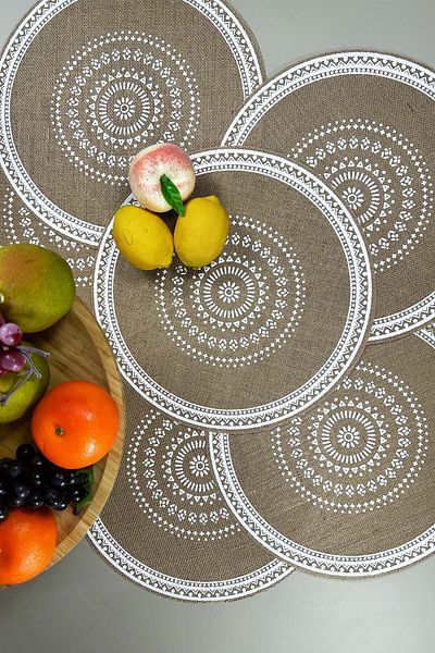 SepetçiBaba Set of 6 Ethnic Pattern Linen Placemat