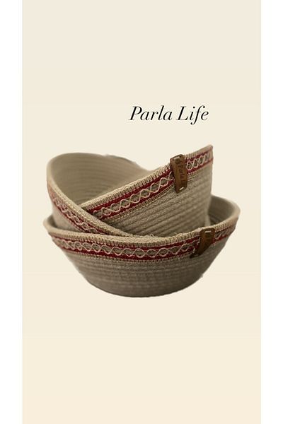 Parla Life Ψάθινο καλάθι 3 τεμαχίων - Χειροποίητο, Πολλαπλών Χρήσεων, 22x24x26 εκ.