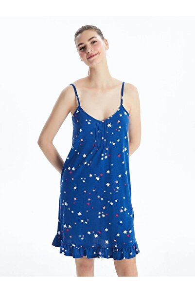 LC Waikiki LCW DREAM V Yaka Desenli Askılı Kadın Gecelik