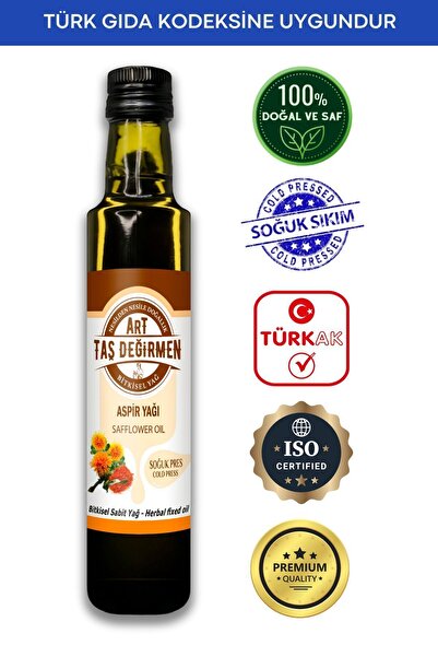 Art Taş Değirmen %100 Saf Doğal Aspir Yağı 250 Ml Soğuk Sıkım (Hediye Ürün Fı...