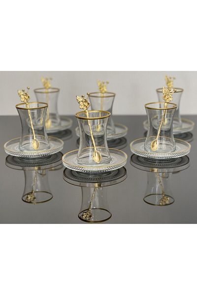 atabey home Tea Set 18 Pieces for 6 Persons Japanese Rose Lava with Tea Spoon