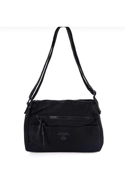 ÇÇS WOMEN'S BLACK COLOR CRINKY FABRIC WATERPROOF MULTI-EYED MAILMAN BAG KIPLINK HOOK 31475